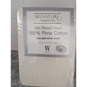 Wamsutta 300TC 100% Pima Cotton Twin Fitted Sheet- Oyster - Brand New